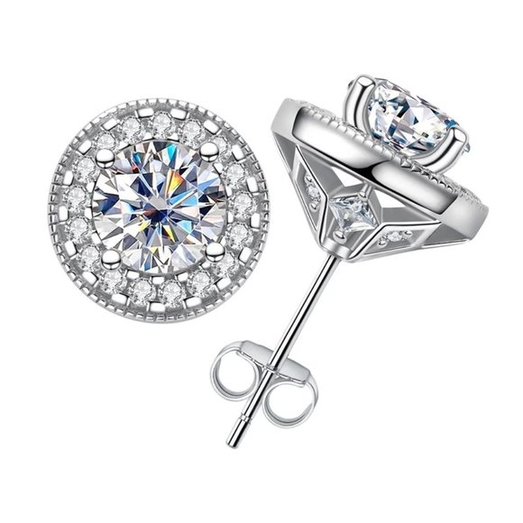Jewelry - Certified 2.4ct. t.w. Diamond Brilliant Cut Halo Stud Earrings